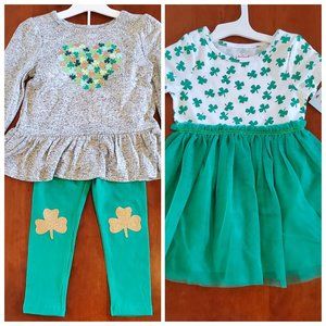 Girl's Size 2T - New Cat & Jack Shamrock/St. Patrick's Day Outfit & Dress Bundle